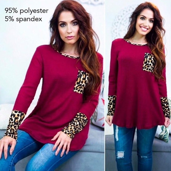 Leopard Print Top with Pocket - Picture 2 of 7